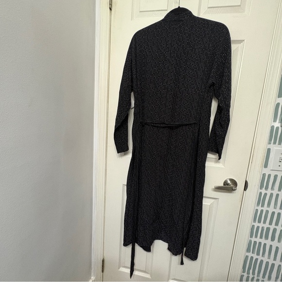 EILEEN FISHER Morse Code Black Belted Long Kimono Jacket Sz M - Picture 12 of 16